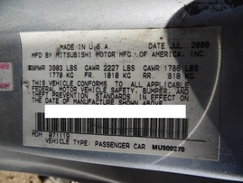 2001 MITSUBISHI ECLIPSE SPYDER GS SILVER 2.4L AT 173822